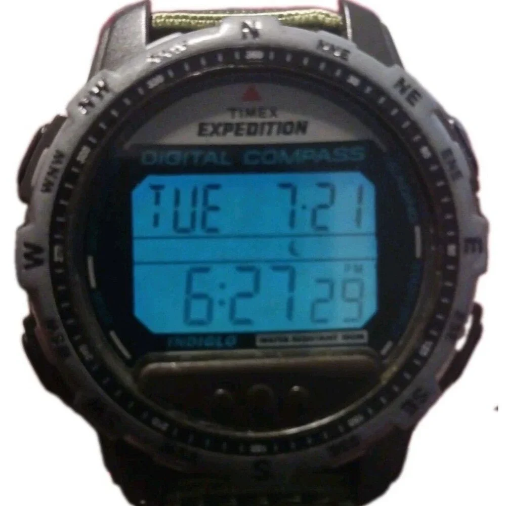 Timex Expedition Digital Compass Indiglo 820 New Band New Battery